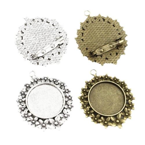 Tibetan Style Brooch Finding, Flower, plated, DIY, more colors for choice, nickel, lead & cadmium free, inner diameter:25mm, Approx 100PCs/Bag, Sold By Bag