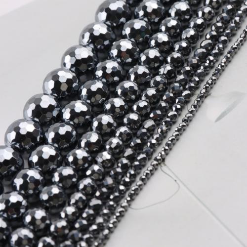 Gemstone Jewelry Beads, Hematite, Round, DIY & different size for choice, black, Sold By Strand