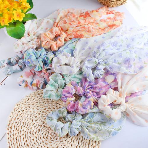 Hair Scrunchies, Chiffon, with Rubber Band, handmade, different designs for choice & for woman, more colors for choice, Sold By PC