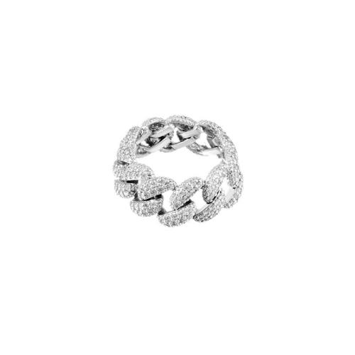 Bague en laiton, Placage, unisexe & normes différentes pour le choix & avec strass & creux, argent, Vendu par PC