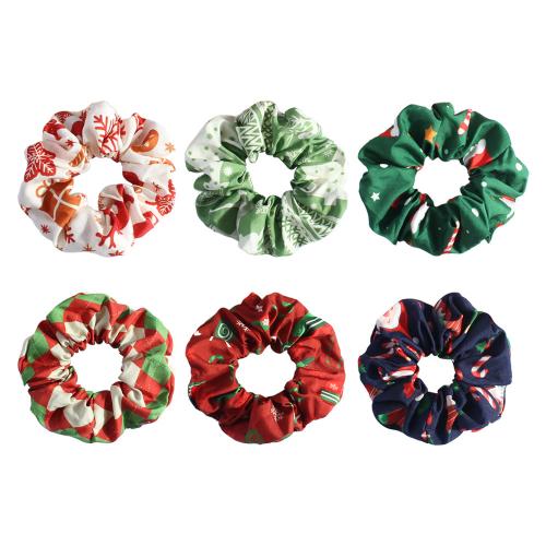 Hair Scrunchies, Cloth, with Rubber Band, handmade, Christmas Design & for woman, more colors for choice, Sold By PC