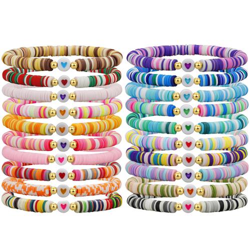 Fashion Bracelet & Bangle Jewelry, Polymer Clay, with Elastic Thread, handmade, fashion jewelry & for woman, more colors for choice, Length:Approx 17 cm, Sold By PC