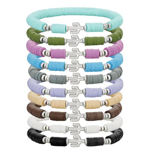 Fashion Bracelet & Bangle Jewelry, Polymer Clay, with Elastic Thread, handmade, fashion jewelry & for woman, more colors for choice, Sold By PC