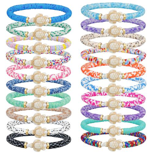 Fashion Bracelet & Bangle Jewelry, Polymer Clay, with Elastic Thread & Acrylic, handmade, fashion jewelry & for woman, more colors for choice, Sold By PC