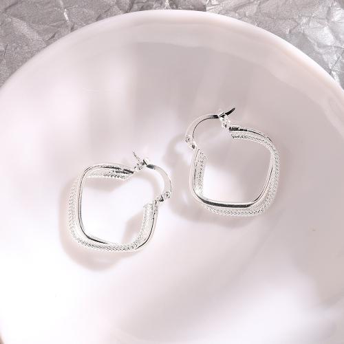 Laiton Leverback boucle d'oreille, Placage, pour femme, argent, About 26*23MM, inner diameter about 18MM, Vendu par paire