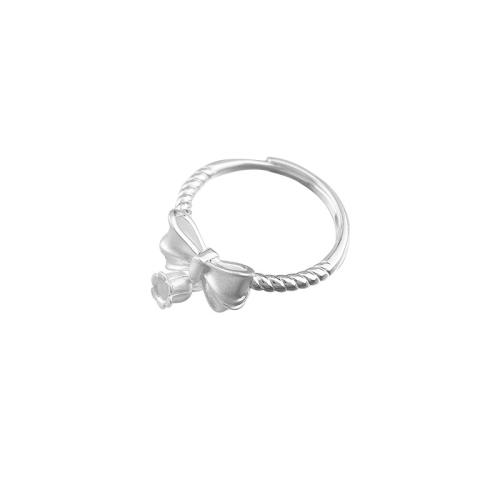 Brass Finger Ring, Bowknot, plated, for woman, platinum color, Sold By PC