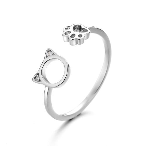 Cúbicos Circonia Micro Pave anillo de latón, metal, chapado, micro arcilla de zirconia cúbica & para mujer, color de platina, Vendido por UD