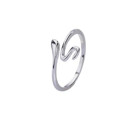 Brass Finger Ring, Snake, plated, for woman, platinum color, Sold By PC