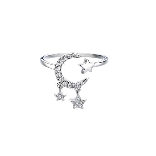 Cúbicos Circonia Micro Pave anillo de latón, metal, chapado, micro arcilla de zirconia cúbica & para mujer, color de platina, Vendido por UD