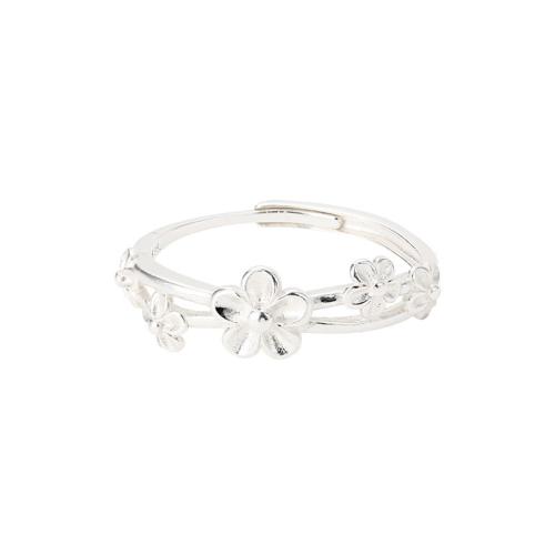 Brass Finger Ring, petals, plated, for woman, platinum color, Sold By PC