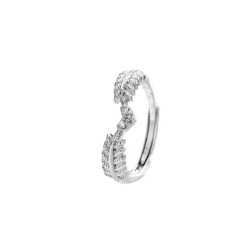 Cubique anneau en laiton Circonia Micro Pave, Placage, pavé de micro zircon & pour femme, couleur platine, Vendu par PC