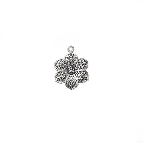 Pendentifs fleurs en alliage de zinc, Plaqué de couleur d'argent, DIY, 24x3x31mm, Environ 450PC/sac, Vendu par sac