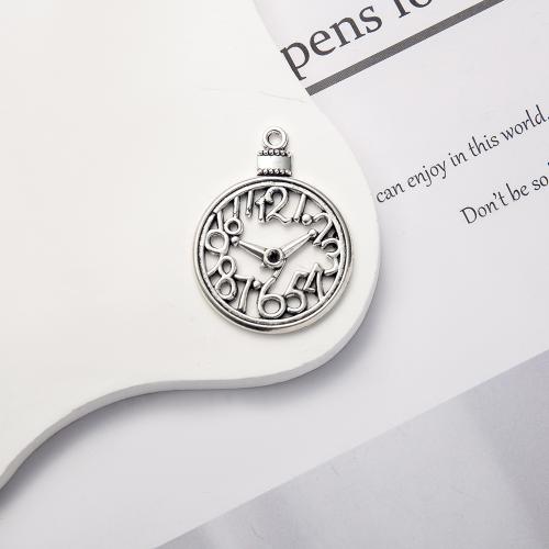 Tibetan Style Pendants, Clock, antique silver color plated, DIY, 30x2x39mm, 1000/G, Sold By G