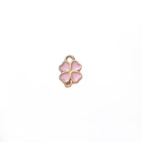 Tibetan Style Enamel Pendants, Four Leaf Clover, gold color plated, DIY, 9x2x13mm, Sold By PC