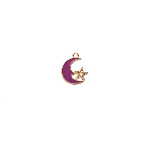 Tibetan Style Enamel Pendants, Moon and Star, plated, DIY, 16x2x20mm, Sold By PC