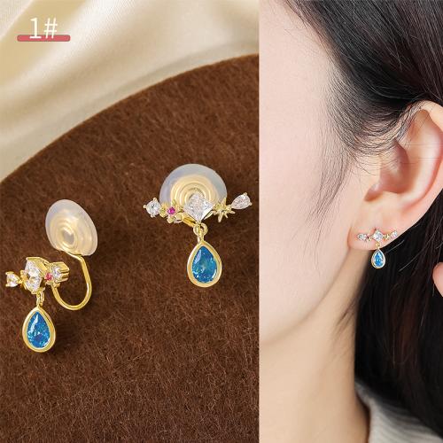 laiton Fixage du type boucle d'oreille, avec plastique, Placage, styles différents pour le choix & pour femme & émail & avec strass, earring length 10-30mm, Vendu par paire