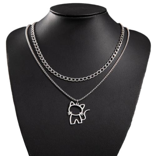 Stainless Steel Jewelry Necklace, 304 Stainless Steel, Cat, fashion jewelry & different size for choice & for woman, more colors for choice, Sold By PC