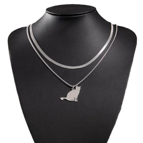 Stainless Steel Jewelry Necklace, 304 Stainless Steel, Cat, fashion jewelry & different size for choice & for woman, more colors for choice, Sold By PC