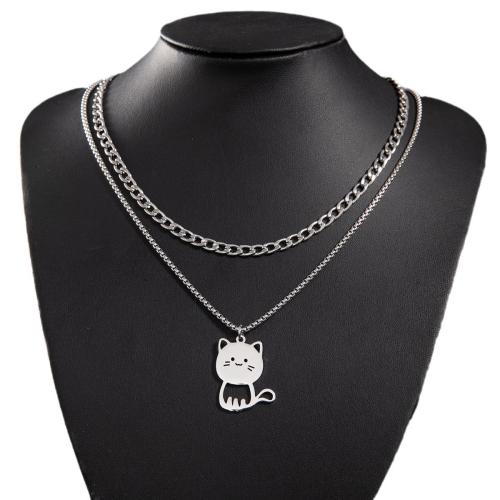 Stainless Steel Jewelry Necklace, 304 Stainless Steel, Cat, fashion jewelry & different size for choice & for woman, more colors for choice, Sold By PC