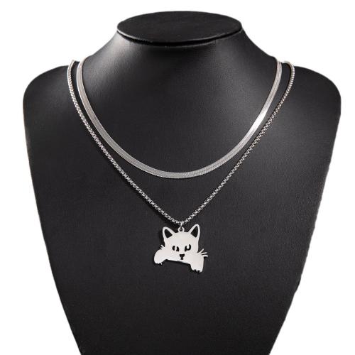 Stainless Steel Jewelry Necklace, 304 Stainless Steel, Cat, fashion jewelry & different size for choice & for woman, more colors for choice, Sold By PC