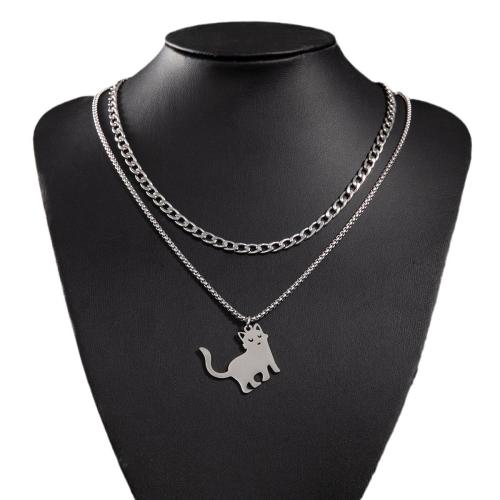 Stainless Steel Jewelry Necklace, 304 Stainless Steel, Cat, fashion jewelry & different size for choice & for woman, more colors for choice, Sold By PC