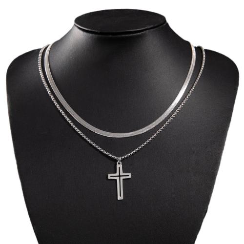 Stainless Steel Jewelry Necklace, 304 Stainless Steel, Cross, fashion jewelry & Unisex & different size for choice, more colors for choice, Sold By PC