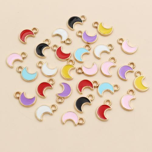 Tibetan Style Enamel Pendants, Moon, gold color plated, DIY, more colors for choice, nickel, lead & cadmium free, 11x7mm, Approx 100PCs/Bag, Sold By Bag