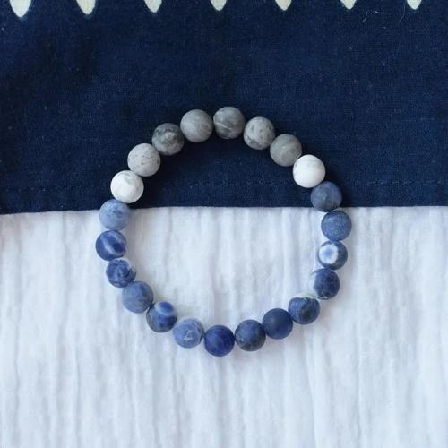 Gemstone Bracelets, Sodalite, with Magnesite & Map Stone, Unisex, mixed colors, Length:15-19 cm, Sold By PC