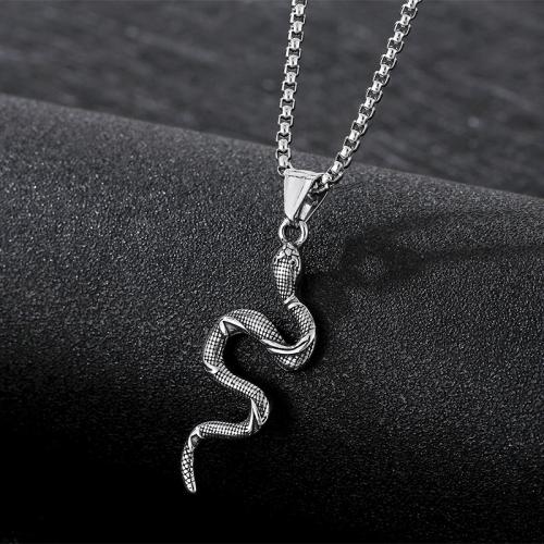 Stainless Steel Animal Pendants, 304 Stainless Steel, Snake, silver color plated, DIY & Unisex & different styles for choice, more colors for choice, Length:60 cm, Sold By PC