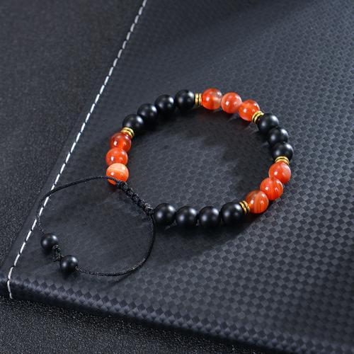 Gemstone Bracelets, Abrazine Stone, with Knot Cord & Tiger Eye, Adjustable & different materials for choice & Unisex, more colors for choice, Length:6.6-11.8 cm, Sold By PC