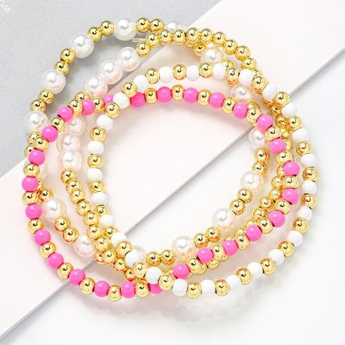 Brass Bracelet & Bangle, with Seedbead & Plastic Pearl, gold color plated, different styles for choice & for woman, more colors for choice, nickel, lead & cadmium free, Sold By PC