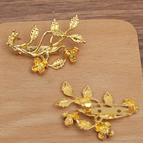 Tibetan Style Brooch Finding, Leaf, plated, DIY, more colors for choice, nickel, lead & cadmium free, 35x51mm, Sold By PC