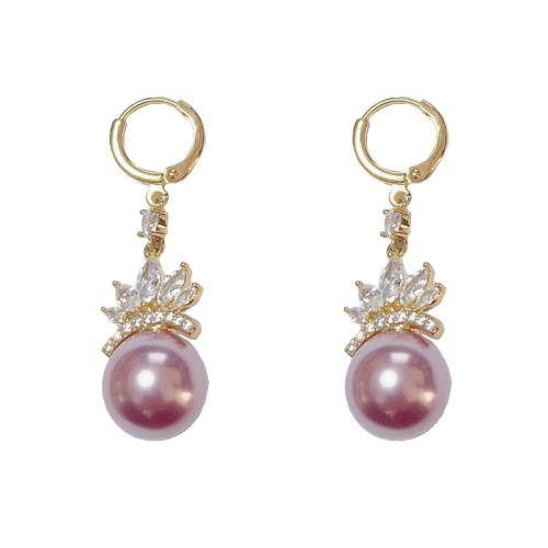 Boucles d'oreilles en laiton zircon cubique pavent, Placage de couleur d'or, bijoux de mode & pavé de micro zircon, Or, protéger l'environnement, sans nickel, plomb et cadmium, 15.10x48.10mm, Vendu par paire