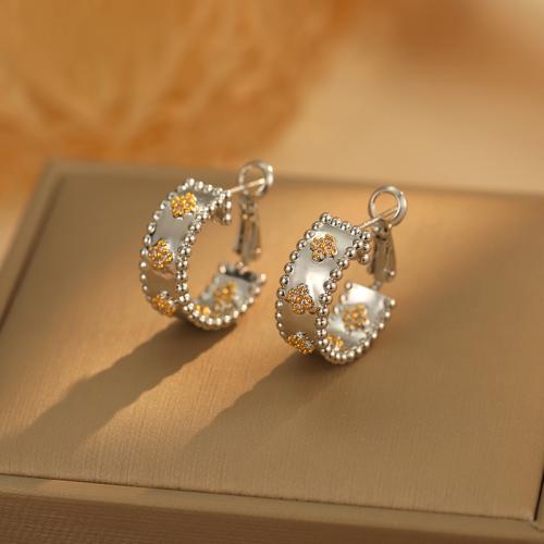 Boucles d'oreilles en laiton zircon cubique pavent, Placage de couleur argentée, bijoux de mode & pavé de micro zircon, argent, protéger l'environnement, sans nickel, plomb et cadmium, 8x20mm, Vendu par paire