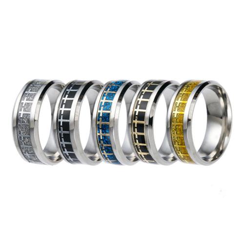 Stainless Steel Finger Ring, 304 Stainless Steel, plated, fashion jewelry & different size for choice & for man, more colors for choice, wide:8mm, Sold By PC