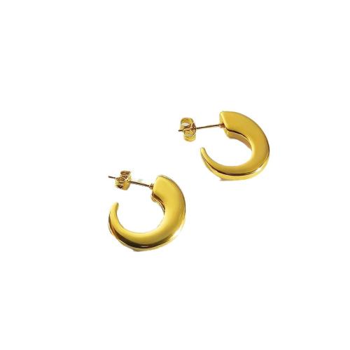 Boucle d'oreille de gaujon en acier inoxydable, Acier inoxydable 304, Plaqué or 18K, bijoux de mode & pour femme, Vendu par paire