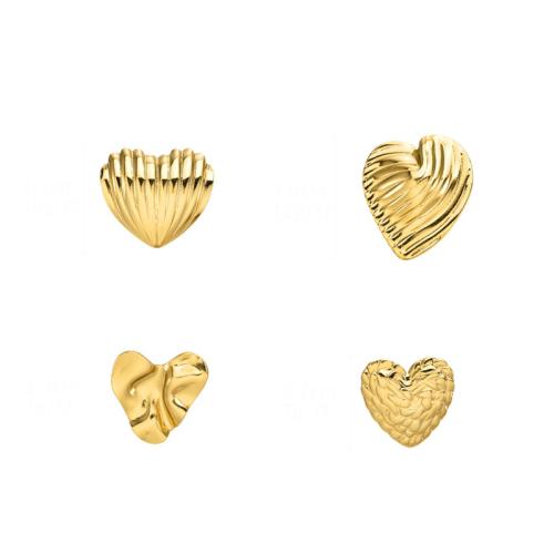 Stainless Steel Stud Earrings, 304 Stainless Steel, Heart, 18K gold plated, fashion jewelry & different styles for choice & for woman, Sold By Pair