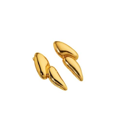 Stainless Steel Stud Earrings, 304 Stainless Steel, 18K gold plated, fashion jewelry & for woman, Sold By Pair