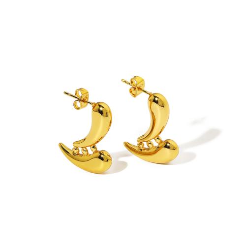 Stainless Steel Stud Earrings, 304 Stainless Steel, Teardrop, 18K gold plated, fashion jewelry & for woman, Sold By Pair