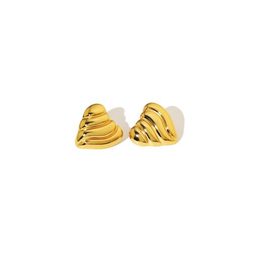 Boucle d'oreille de gaujon en acier inoxydable, Acier inoxydable 304, coeur, Plaqué or 18K, bijoux de mode & pour femme, Vendu par paire