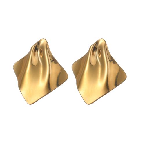 Stainless Steel Stud Earrings, 304 Stainless Steel, Square, 18K gold plated, fashion jewelry & for woman, Sold By Pair