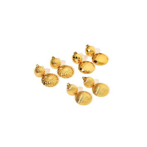 Boucle d'oreille de gaujon en acier inoxydable, Acier inoxydable 304, Plaqué or 18K, bijoux de mode & styles différents pour le choix & pour femme, Vendu par paire