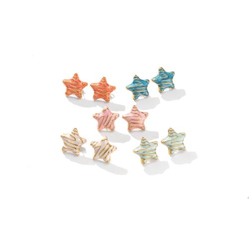 Stainless Steel Stud Earrings, 304 Stainless Steel, Star, fashion jewelry & for woman & enamel, more colors for choice, Sold By Pair