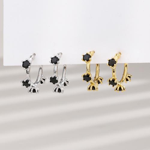 Cubic Zirconia Micro Pave Brass Earring, plated, micro pave cubic zirconia & for woman, more colors for choice, 17mm, Sold By PC