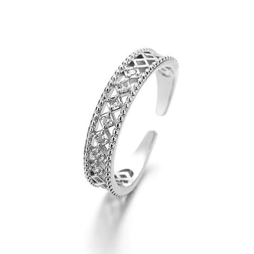 Cubic Zirconia Micro Pave Brass Ring, plated, micro pave cubic zirconia & for woman, platinum color, Sold By PC