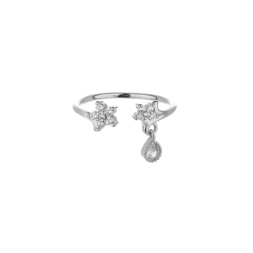 Cúbicos Circonia Micro Pave anillo de latón, metal, chapado, micro arcilla de zirconia cúbica & para mujer, color de platina, Vendido por UD