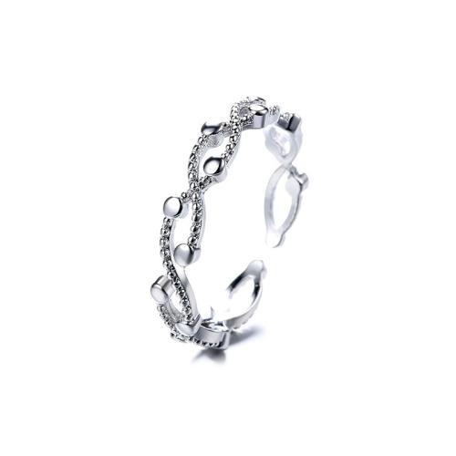 Brass Finger Ring, plated, for woman, platinum color, Sold By PC