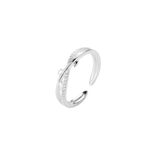 Cúbicos Circonia Micro Pave anillo de latón, metal, chapado, micro arcilla de zirconia cúbica & para mujer, color de platina, Vendido por UD