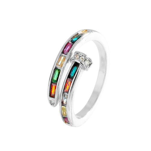 Cúbicos Circonia Micro Pave anillo de latón, metal, chapado, micro arcilla de zirconia cúbica & para mujer, más colores para la opción, Vendido por UD