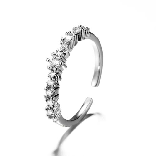 Cubic Zirconia Micro Pave Brass Ring, plated, micro pave cubic zirconia & for woman, platinum color, Sold By PC